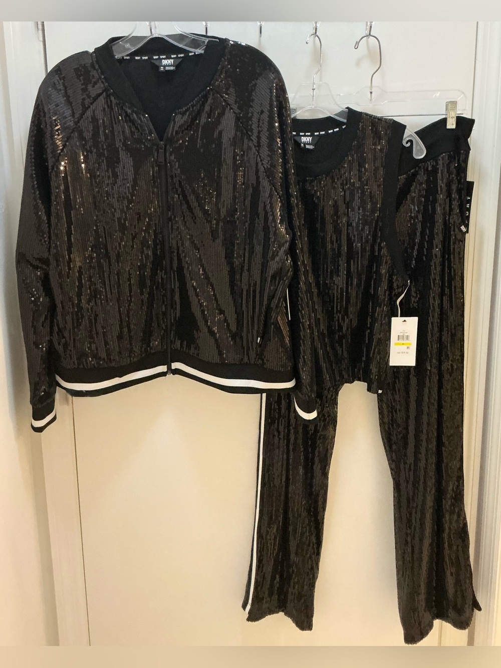 NEW WITH TAGS DKNY Sport 3-Piece Black Sequin Set